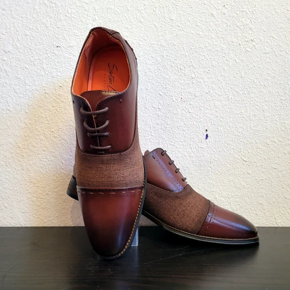 Santino Luciano Brown Oxford Dress Shoes - Picture 1 of 4